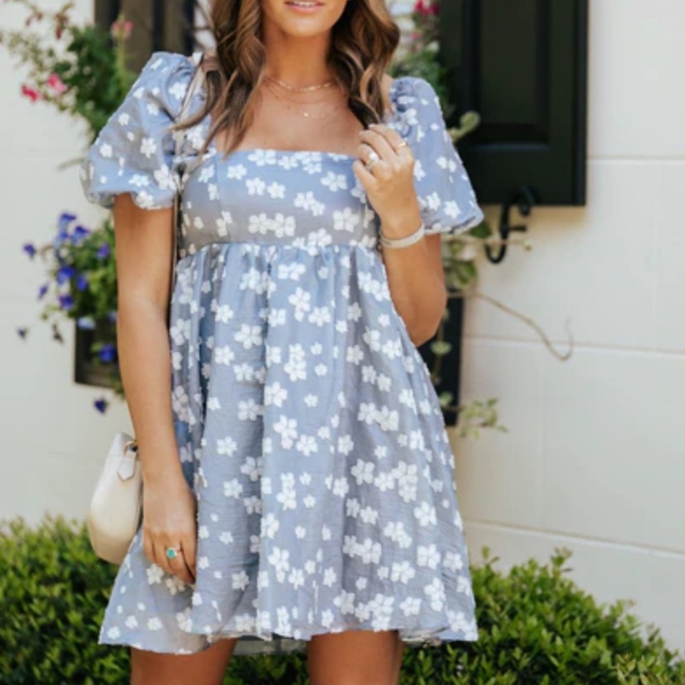 Blue & white floral dress